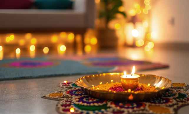 Candle and Diya Corners for Warm Lighting